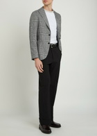 Boss Hanry Checked Cotton and Linen-wool Blazer Grey