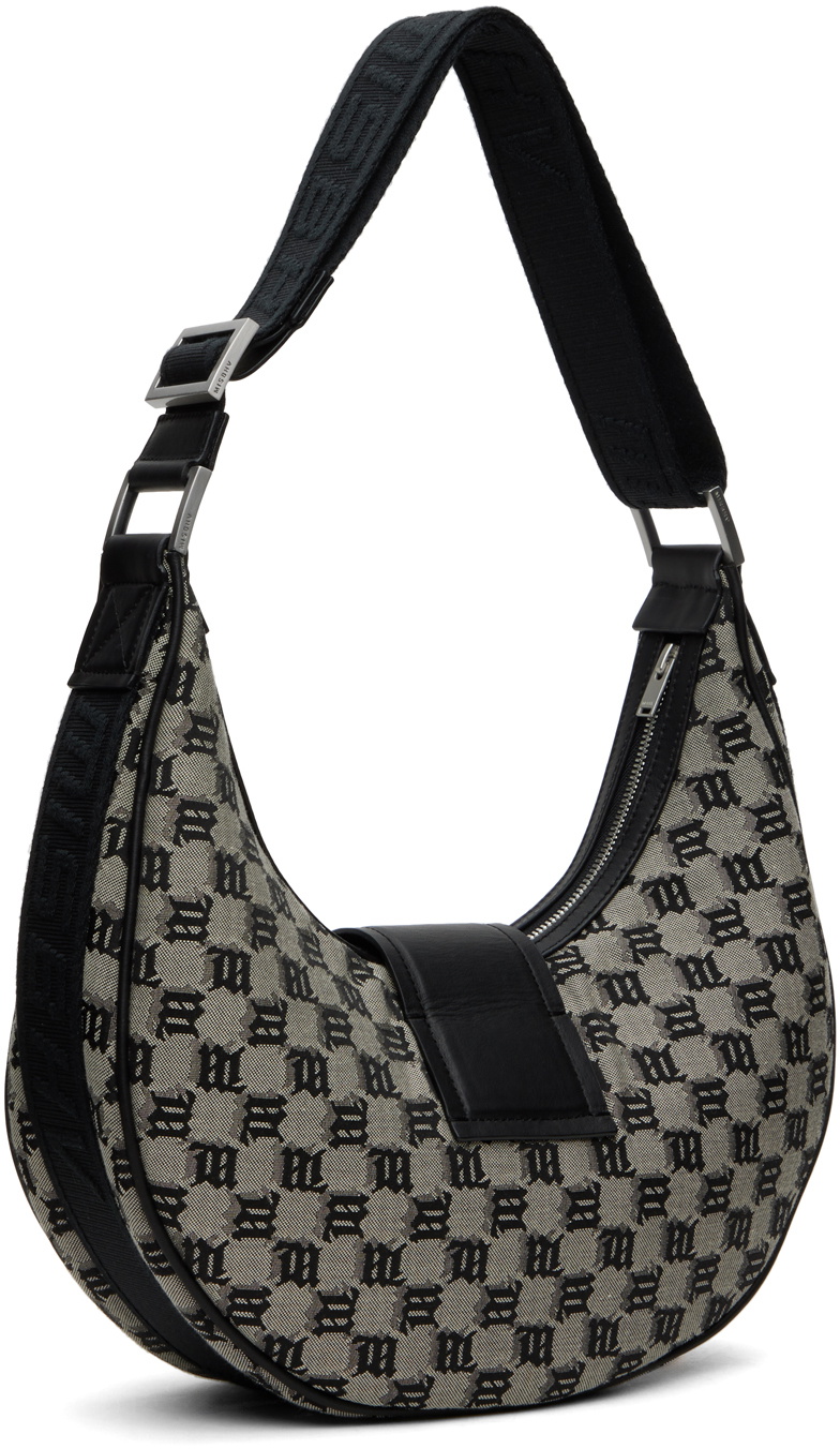 MISBHV Taupe & Black Jacquard Monogram Moon Bag