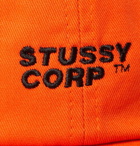 Stüssy - Logo-Embroidered Cotton-Twill Baseball Cap - Orange