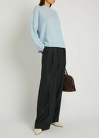 Anine Bing Lou Pinstriped Wide-leg Trousers Black And White