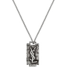 Saint Laurent Silver Monogramme Razor Blade Necklace