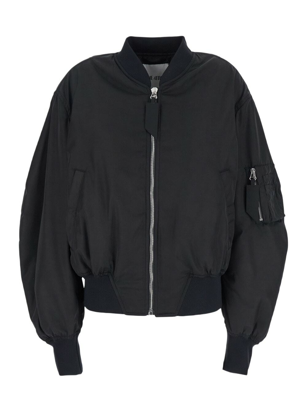 The Attico Black Anja Leather Bomber Jacket The Attico