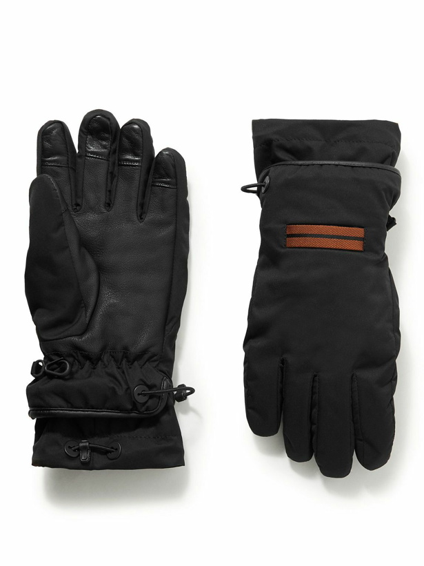 Photo: Zegna - Leather and Grosgrain-Trimmed Shell Gloves - Black