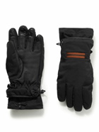 Zegna - Leather and Grosgrain-Trimmed Shell Gloves - Black
