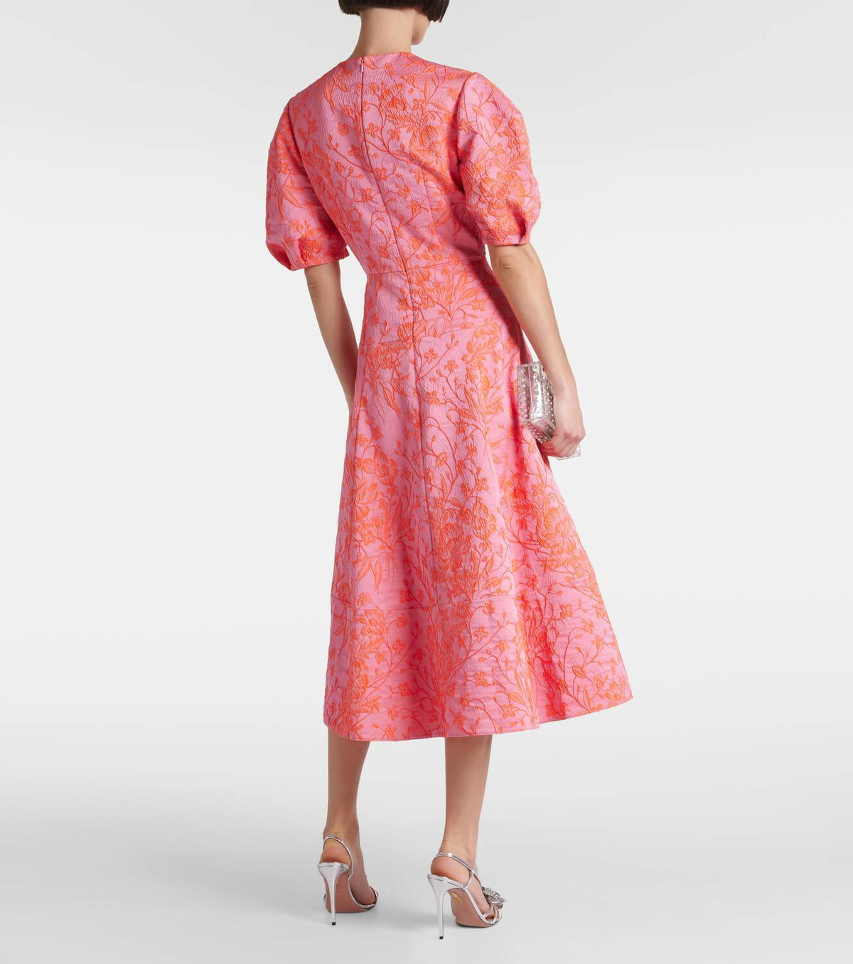 Karmen Gathered Matelassé Midi Dress