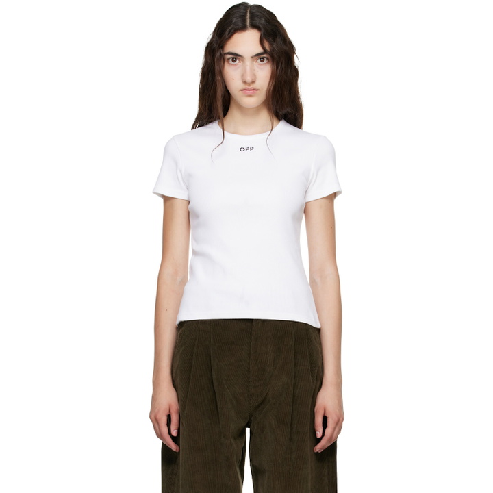 Photo: Off-White White 'OFF' Stamp Rib Fitted T-shirt
