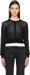 alexanderwang.t Black Logo-Embroidered Cropped Cardigan