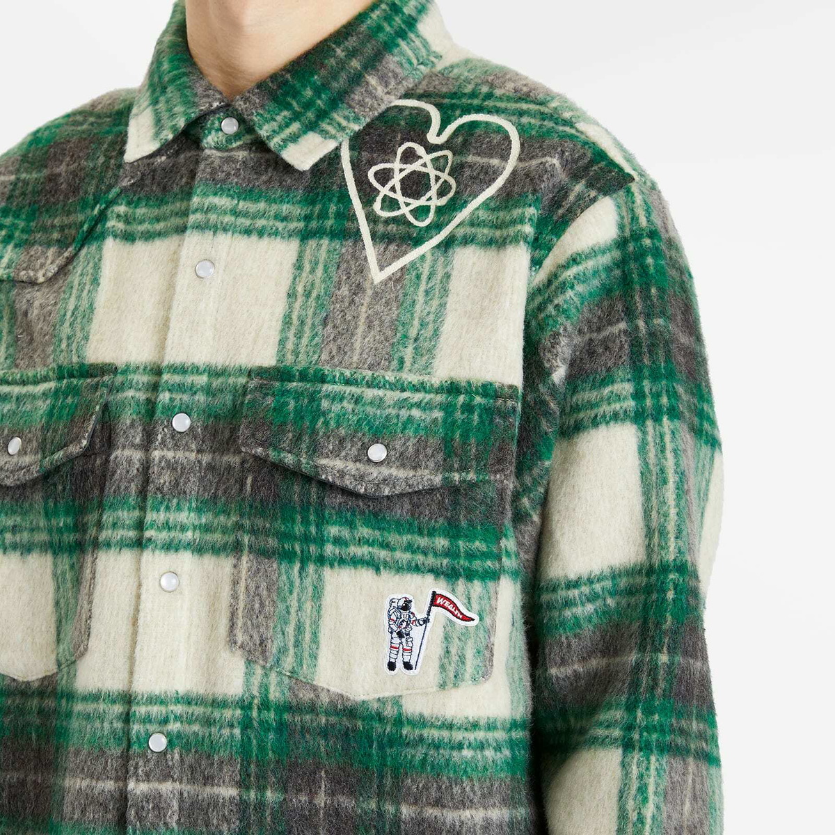 Billionaire Boys Club Men's Heart & Mind Check Overshirt in Green Check
