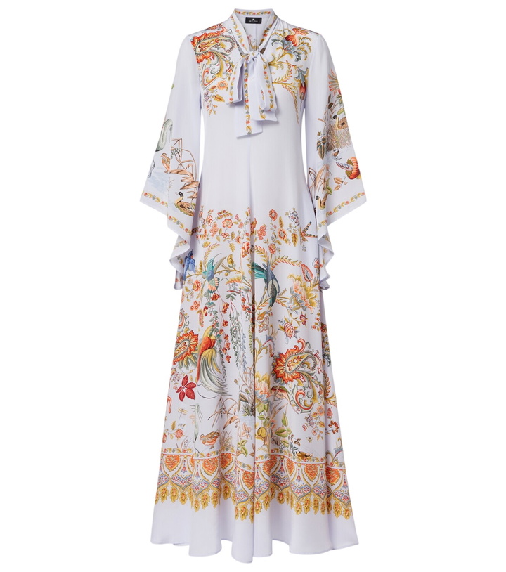 Photo: Etro Scarf-detail floral silk maxi dress