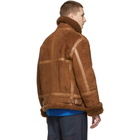 Acne Studios Brown Shearling Ian Aviator Jacket