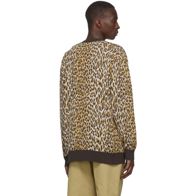 Wacko Maria Brown and Beige Leopard Jacquard Sweater Wacko Maria