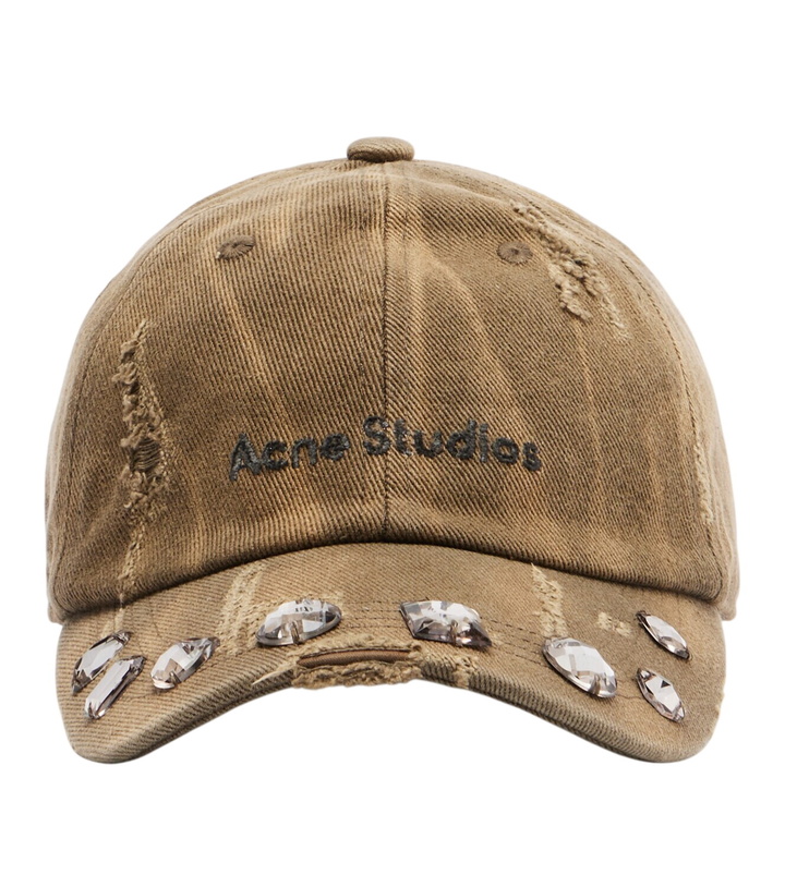 Photo: Acne Studios Embellished cotton canvas baseball cap
