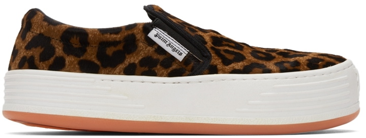 Photo: Palm Angels Brown Snow Leopard Lea Slip-On Sneakers