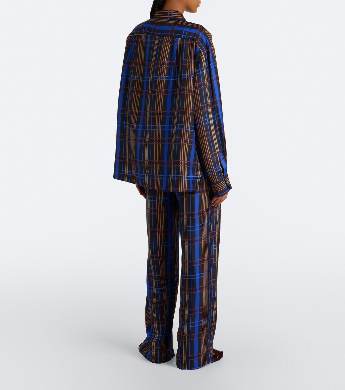 Asceno Aurelia plaid silk twill wide-leg pants