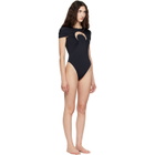 Marine Serre Black Moon Gathered One Piece Swimsuit