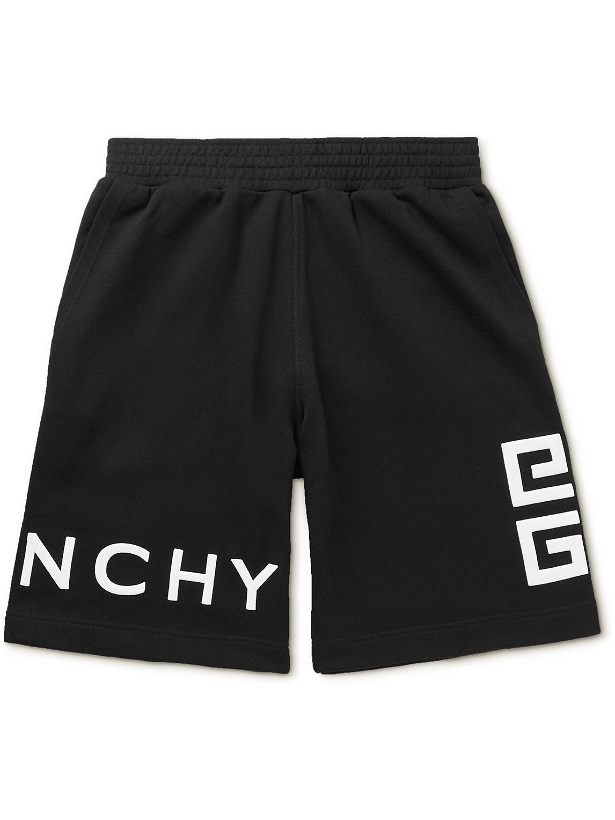 Photo: Givenchy - Straight-Leg Logo-Appliquéd Cotton-Jersey Shorts - Black
