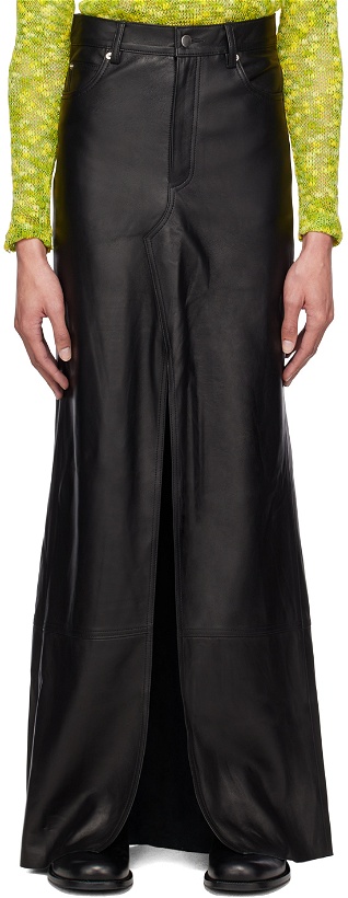 Photo: Theophilio SSENSE Exclusive Black Leather Maxi Skirt
