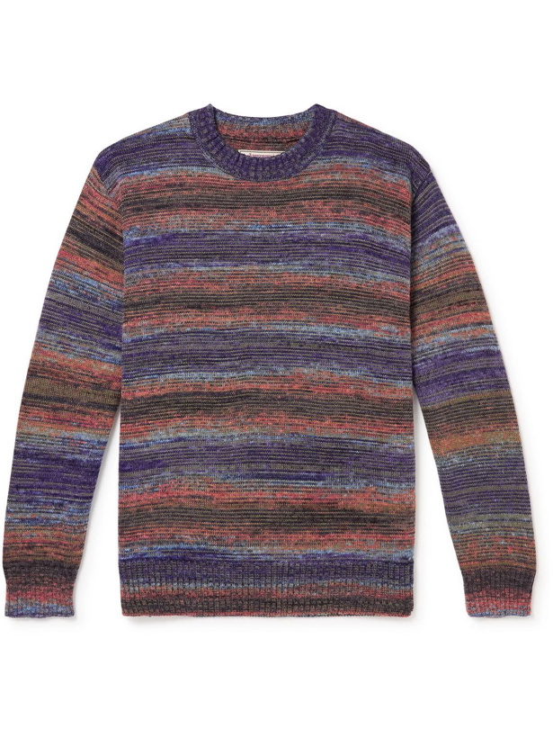 Photo: Anonymous ism - Splash Slim-Fit Space-Dyed Knitted Sweater - Blue