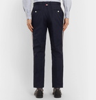 Thom Browne - Navy Stripe-Trimmed Canvas Trousers - Navy