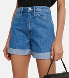 Frame - High-rise cuffed denim shorts