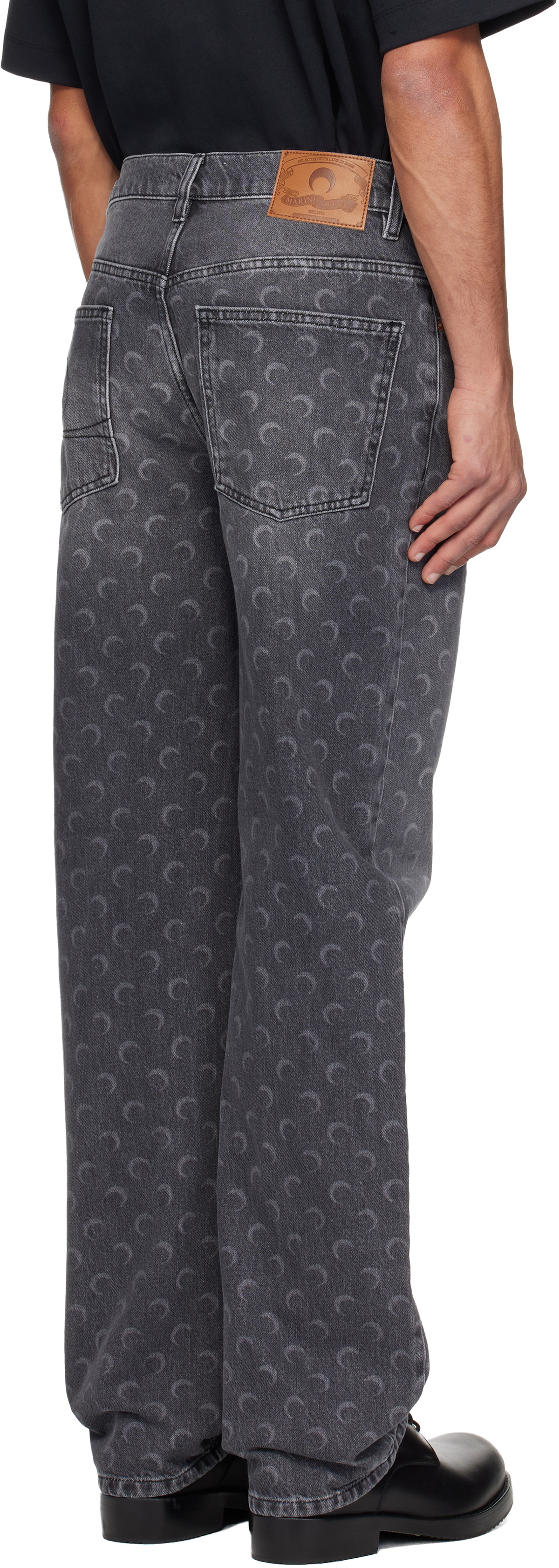 Marine Serre Gray Moon Laser Baggy Jeans
