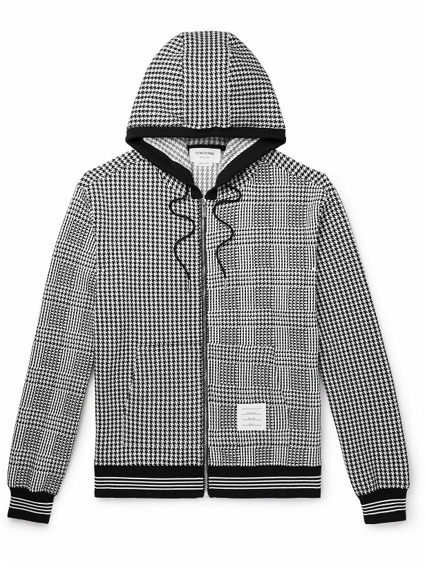 Photo: Thom Browne - Prince of Wales and Houndstooth Cotton Hooded Track Jacket - Black