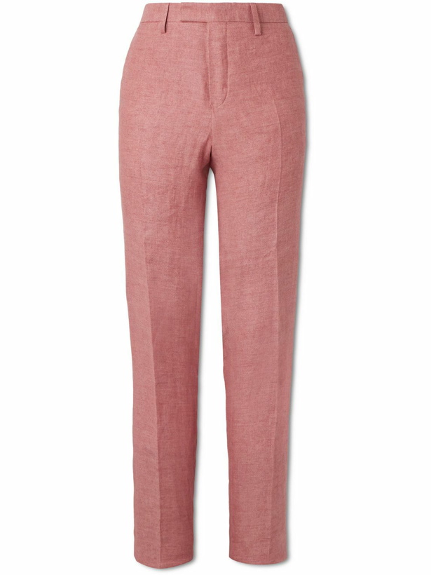 Photo: Mr P. - Phillip Tapered Linen Suit Trousers - Pink
