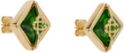 Casablanca Gold & Green Crystal Monogram Earrings