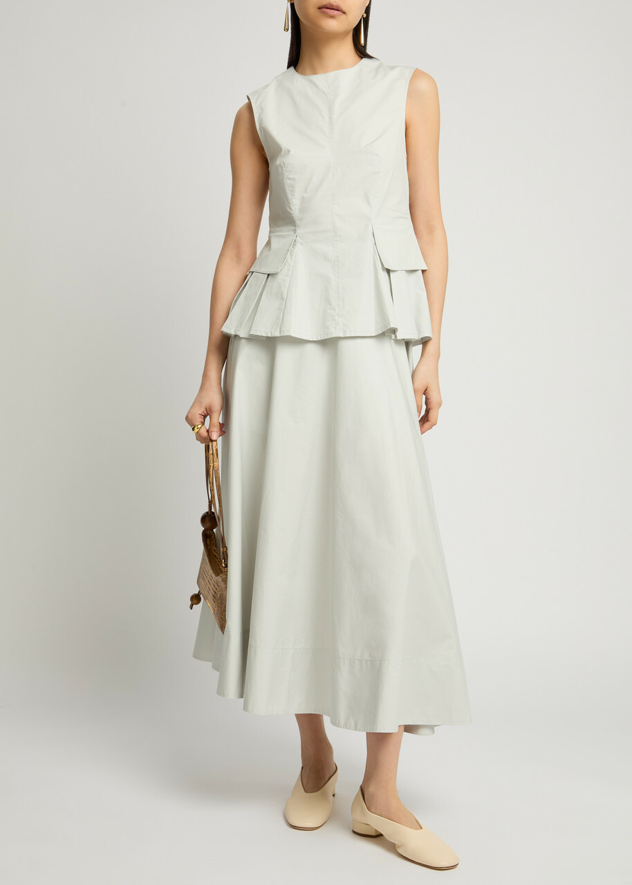 Remain BY Birger Christensen Peplum Cotton-poplin top Off White