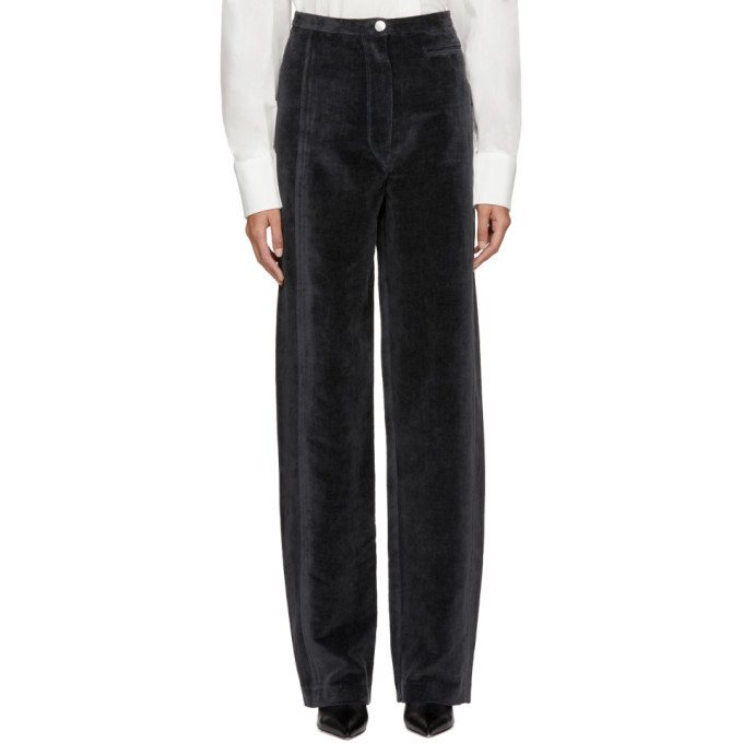 Photo: Lemaire Grey Velvet Cord High-Waisted Trouser