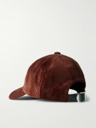 Mr P. - Leather-Trimmed Cotton-Corduroy Baseball Cap