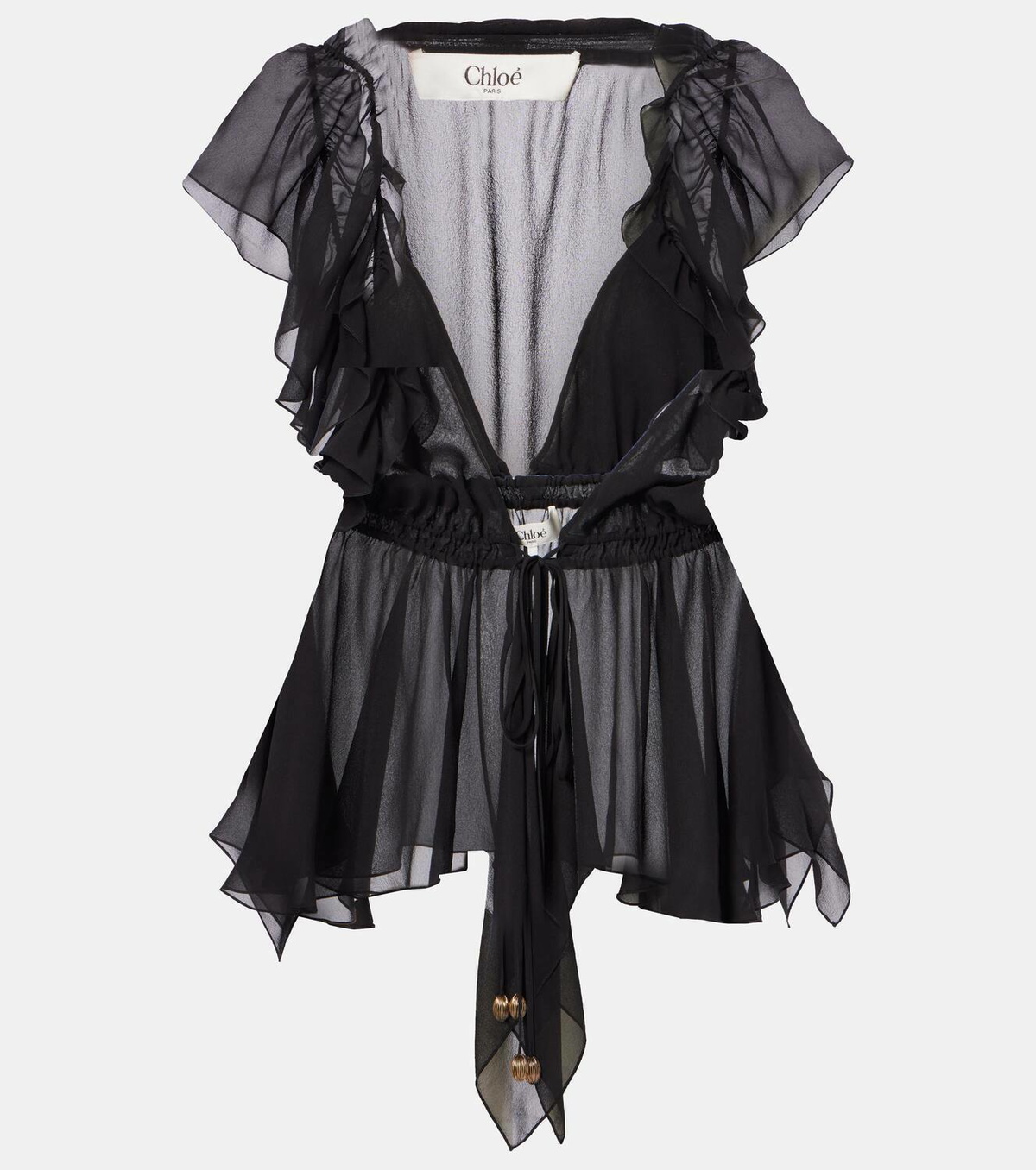 Chloé Ruffled silk chiffon top