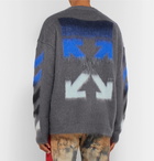 Off-White - Logo-Print Mohair-Blend Sweater - Gray