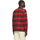 John Elliott Red Plaid Straight Hem Shirt