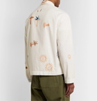 Story Mfg. - Short on Time Embroidered Printed Organic Cotton-Twill Chore Jacket - White