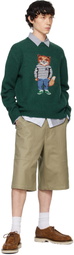 Maison Kitsuné Green Dressed Fox Intarsia Sweater