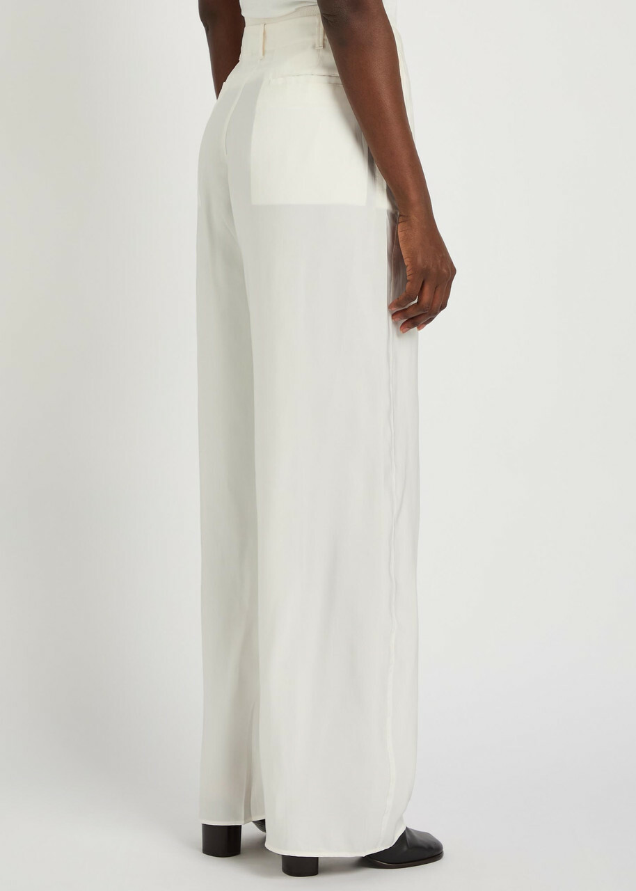 Lemaire Creased Satin Trousers Off White