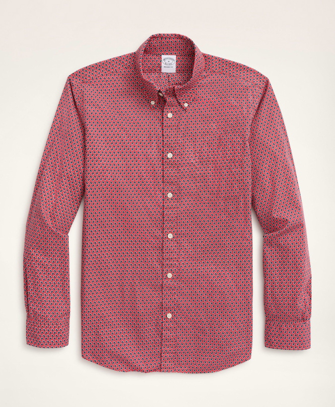 Photo: Brooks Brothers Men's Regent Regular-Fit Sport Shirt, Poplin Paisley | Red