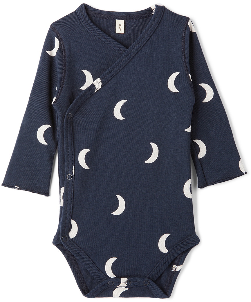 Organic Zoo Baby Navy Wrapover Bodysuit