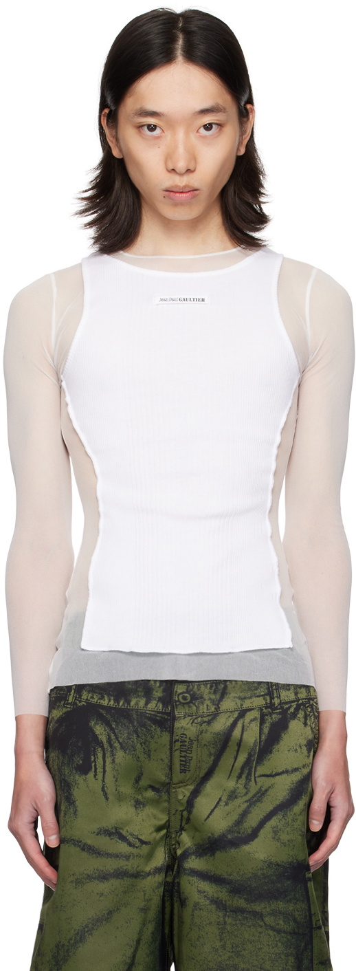 Jean Paul Gaultier White 'The Petit Grand' Long Sleeve T-Shirt