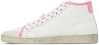 Saint Laurent White & Pink Court Classic SL/39 Mid Sneakers