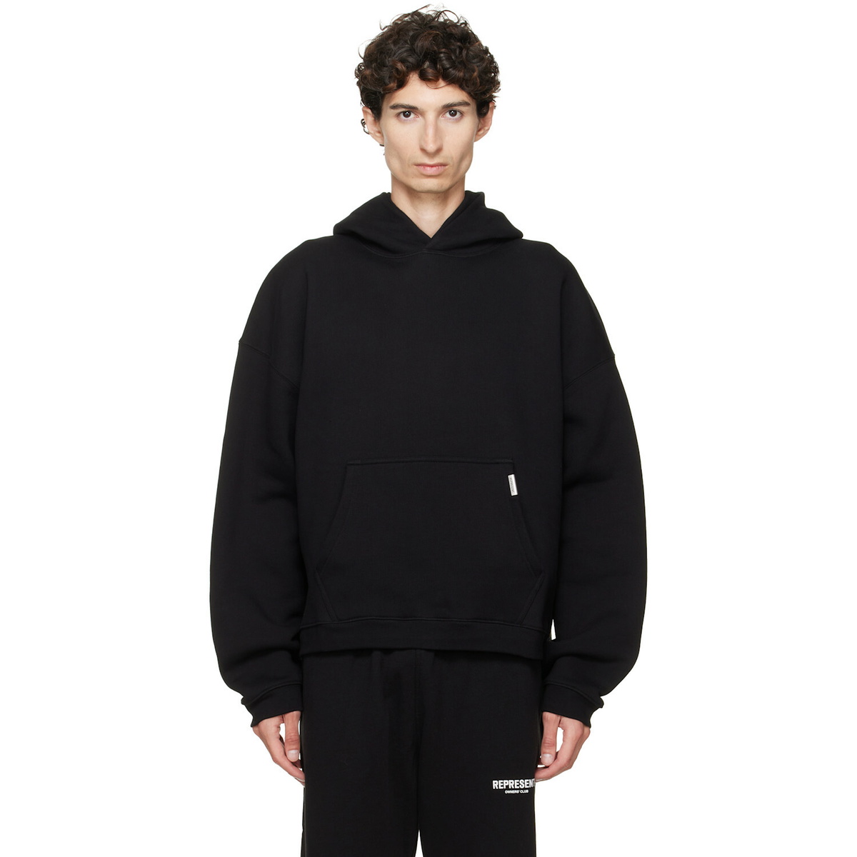Represent Black Initial Boxy Hoodie