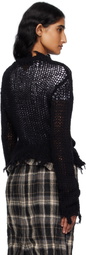 OPEN YY Black Distressed Crop Knit Sweater