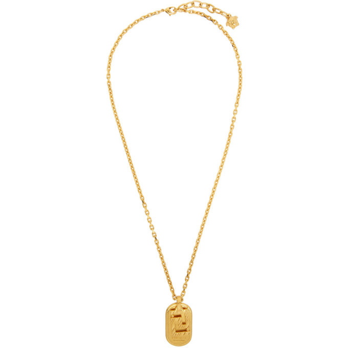 Photo: Versace Gold Greca Dogtag Necklace