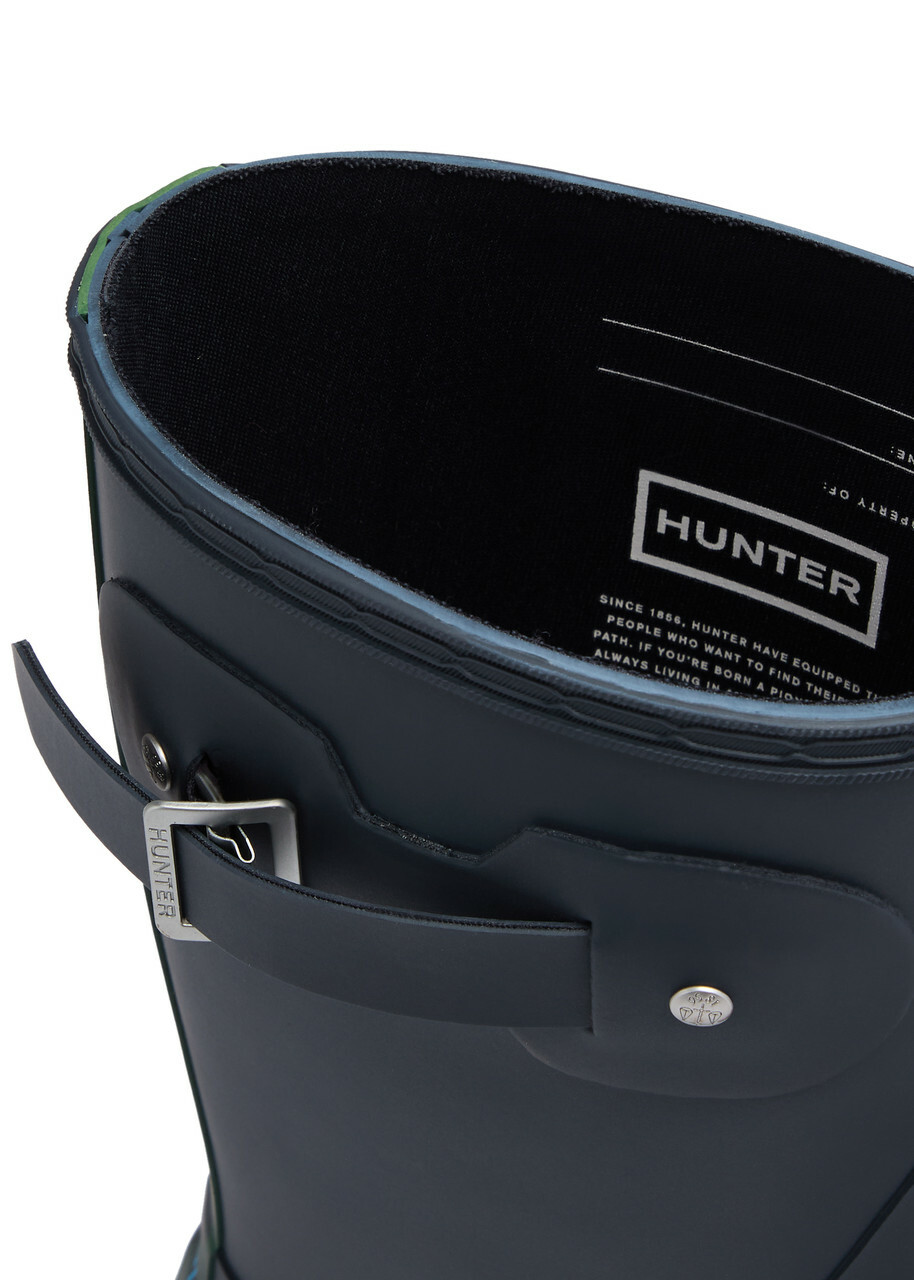Hunter Original Short Panelled Rubber Wellington Boots Navy