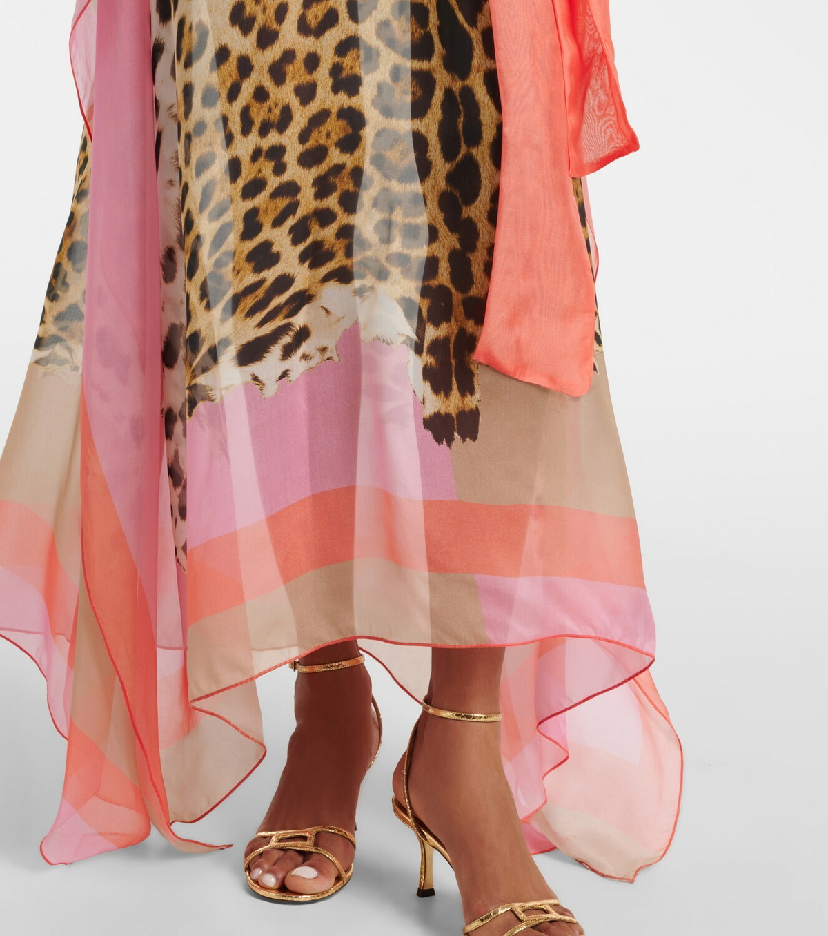 Roberto Cavalli Printed belted silk kaftan