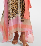 Roberto Cavalli Printed belted silk kaftan