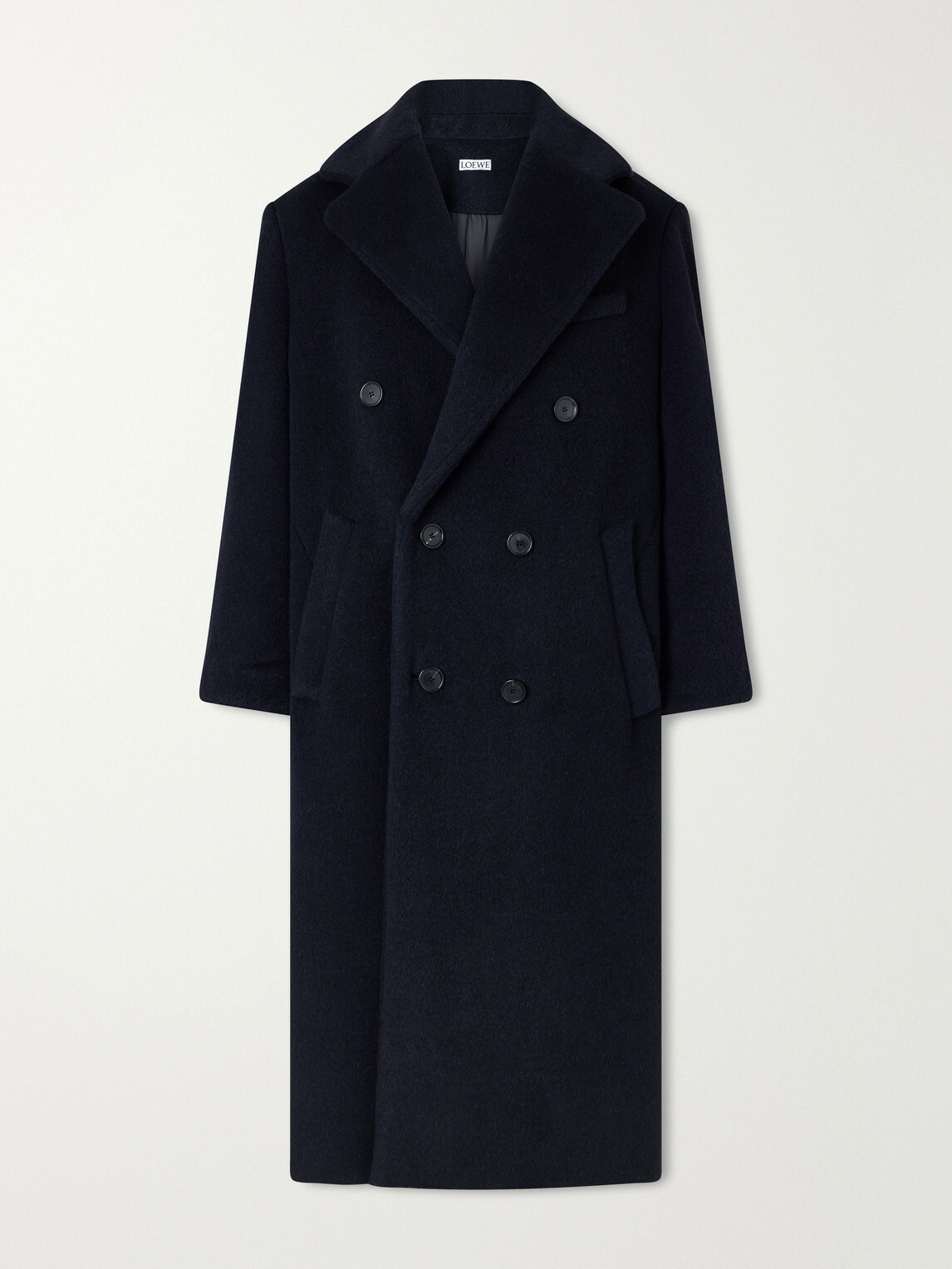 LOEWE - Double-Breasted Wool and Lama-Blend Coat - Blue
