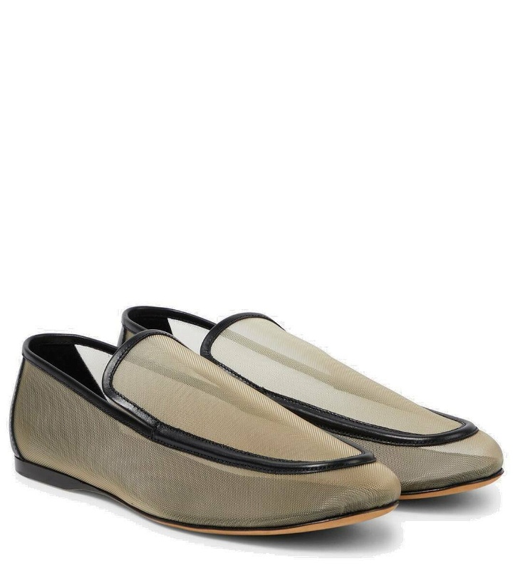Photo: Khaite Alessia leather-trimmed mesh loafers