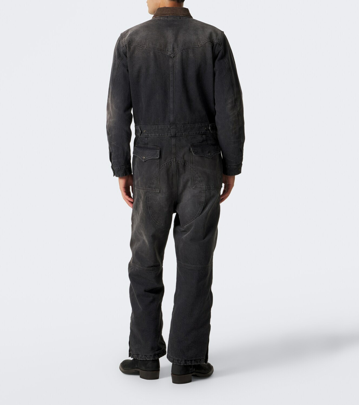 RRL Corduroy-trimmed denim jumpsuit
